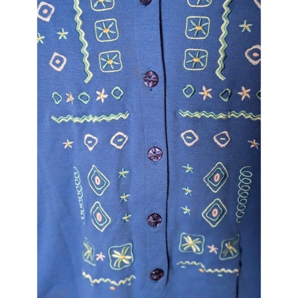 VINTAGE BonWorth White Embroidered Button Front Cardigan Sweater L Grandmacore